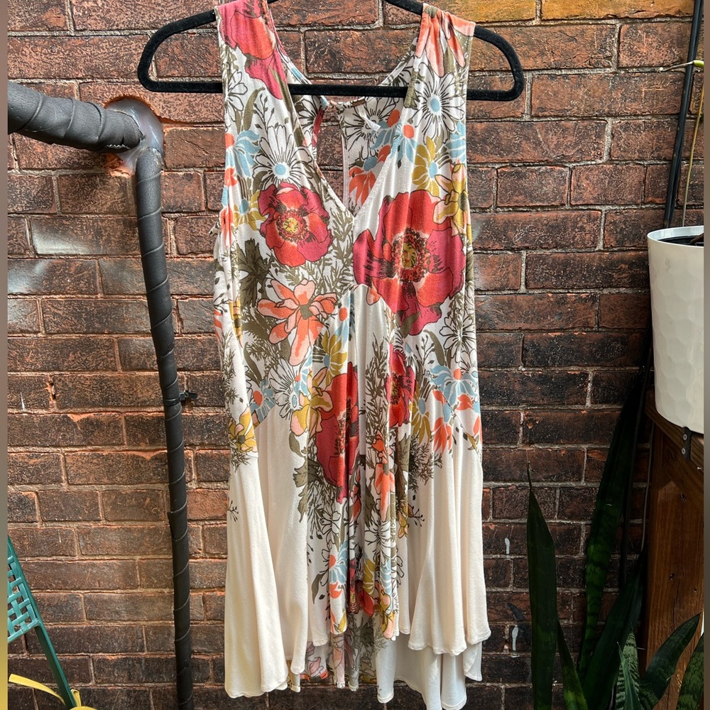 Free People Backyard Party Floral Hi Low Tunic Dress XS